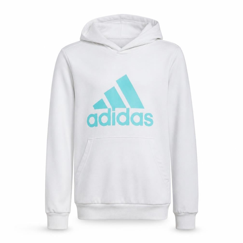 Adidas Boys White Hooded Pullover Hoodie 13-14 Years Cotton Blend