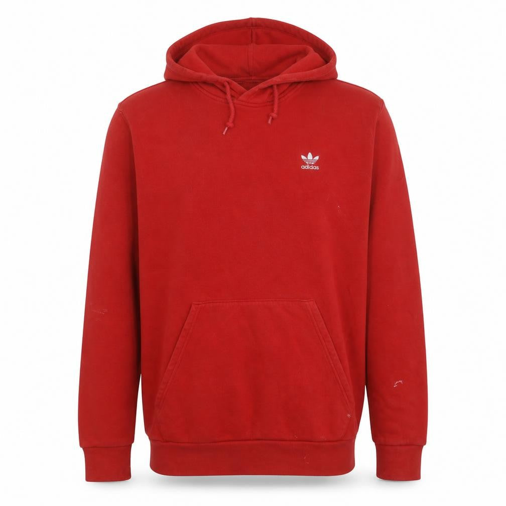 Front view of Adidas Men's Red Pullover Hoodie, size L, Regular Fit Sports Sweatshirt