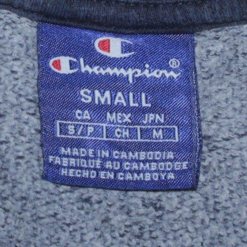 Champion Men's Blue Small Crew Neck Logo Pullover Sweatshirt