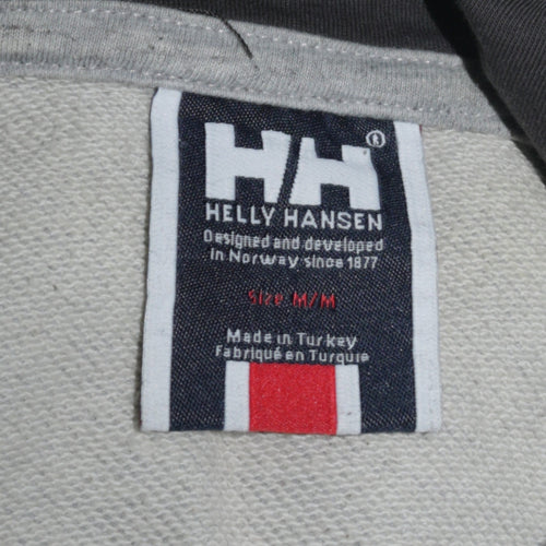 Helly Hansen Men's Grey Pullover Hoodie M Regular Fit Logo Sweatshirt