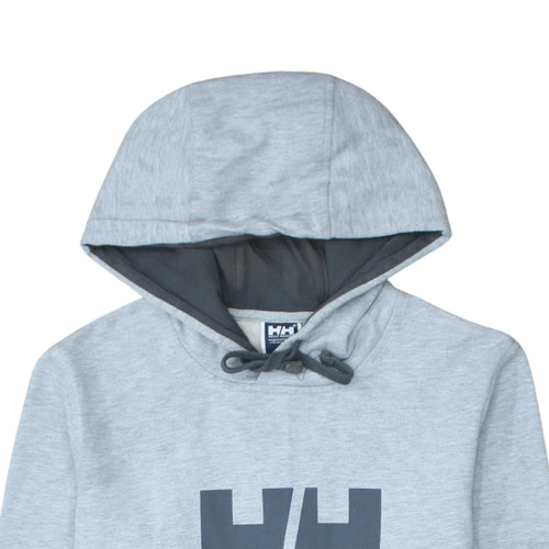 Helly Hansen Men's Grey Pullover Hoodie M Regular Fit Logo Sweatshirt