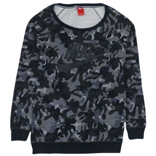 Nike Men's Grey Camouflage Crew Neck Pullover Sweatshirt Size S