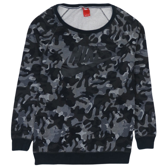 Nike Men's Grey Camouflage Crew Neck Pullover Sweatshirt Size S