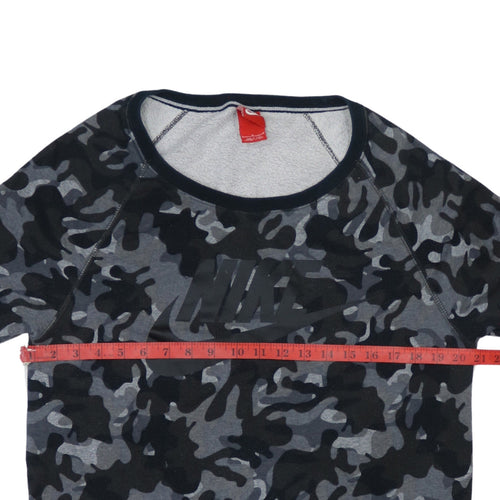 Nike Men's Grey Camouflage Crew Neck Pullover Sweatshirt Size S