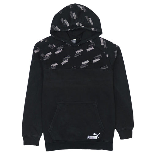 Puma Men's Black Small Pullover Hoodie with Logo Print