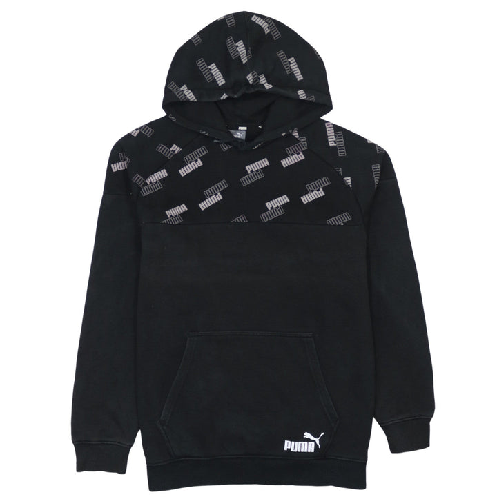 Puma Men's Black Small Pullover Hoodie with Logo Print