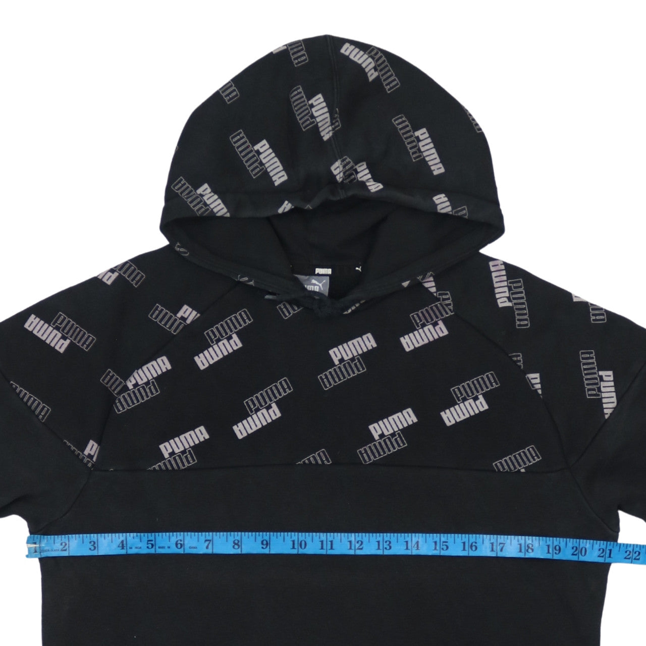 Puma Men's Black Small Pullover Hoodie with Logo Print