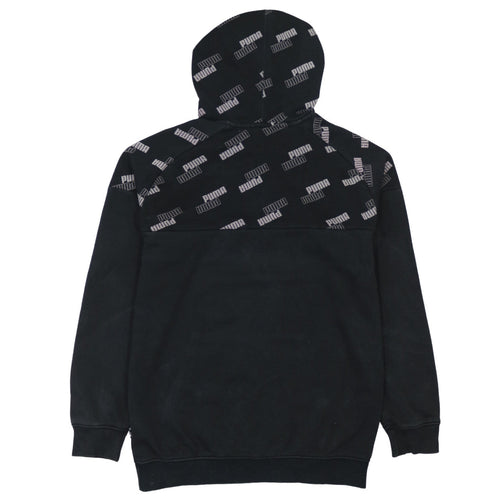 Puma Men's Black Small Pullover Hoodie with Logo Print