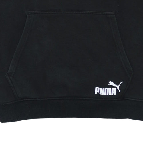 Puma Men's Black Small Pullover Hoodie with Logo Print