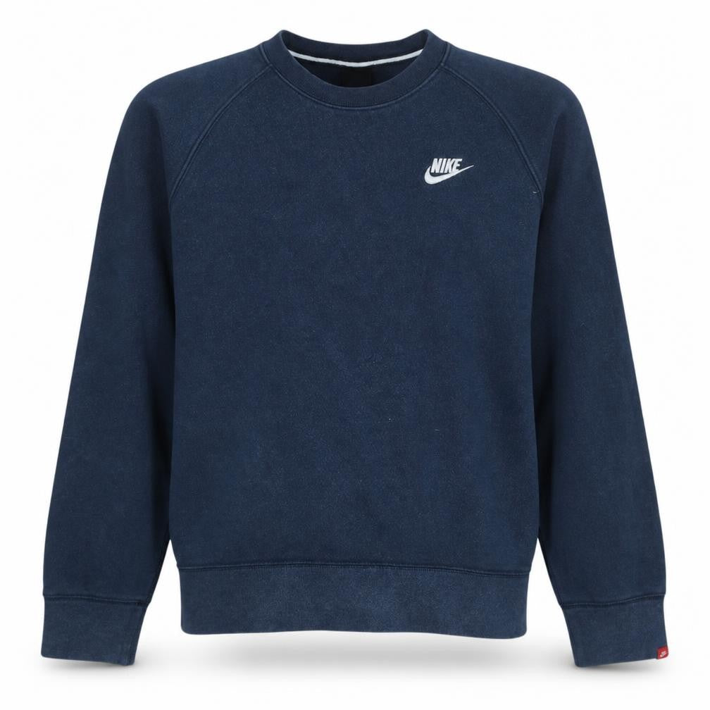Front view of Nike Men's Blue Small Pullover Sweatshirt Crew Neck Fleece Regular Fit