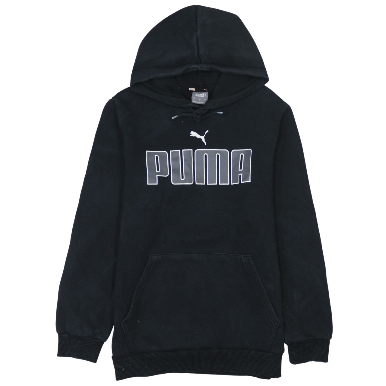 Puma Men Black Pullover Hoodie S Regular Fit Fleece Logo Sportswear