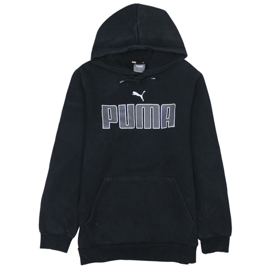 Puma Men Black Pullover Hoodie S Regular Fit Fleece Logo Sportswear