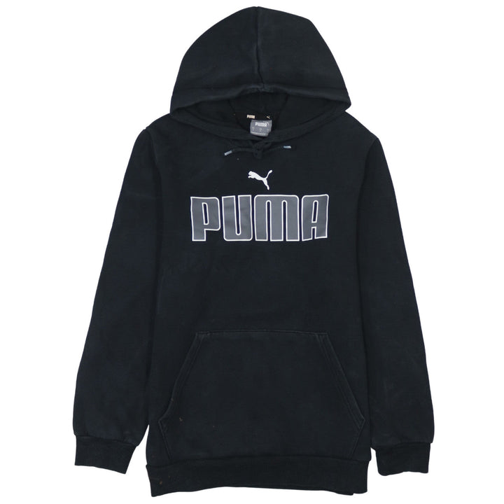 Puma Men Black Pullover Hoodie S Regular Fit Fleece Logo Sportswear