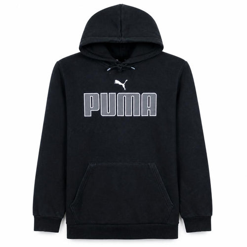 Puma Men Black Pullover Hoodie S Regular Fit Fleece Logo Sportswear