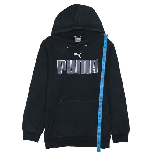 Puma Men Black Pullover Hoodie S Regular Fit Fleece Logo Sportswear