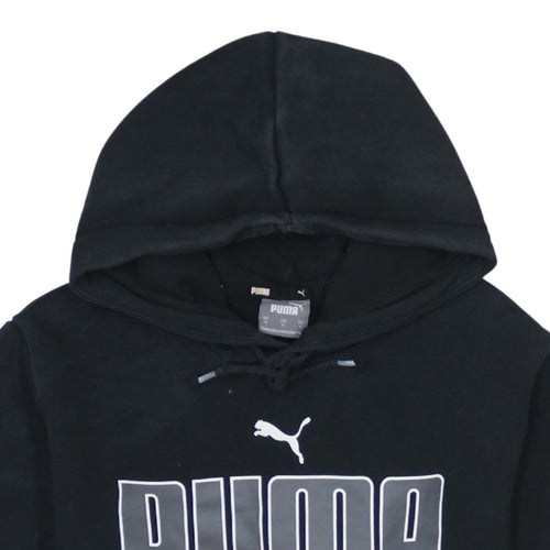 Puma Men Black Pullover Hoodie S Regular Fit Fleece Logo Sportswear
