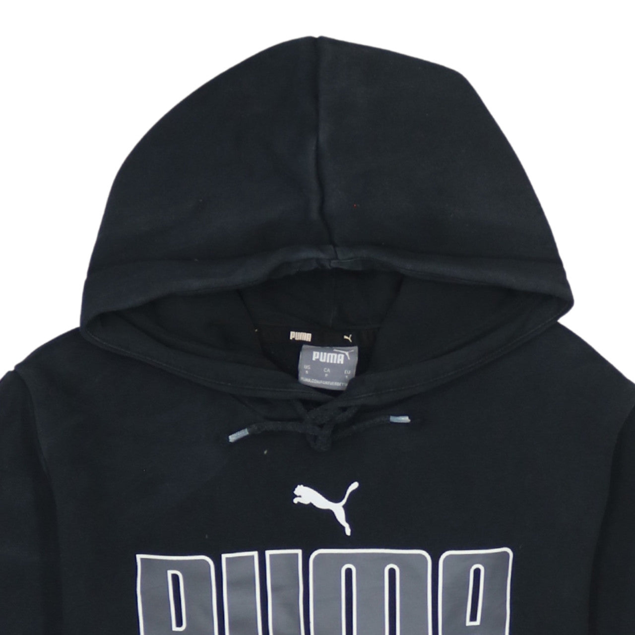 Puma Men Black Pullover Hoodie S Regular Fit Fleece Logo Sportswear