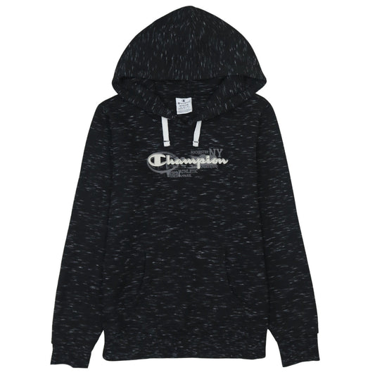 Champion Women Black Medium Pullover Hoodie with Logo Print