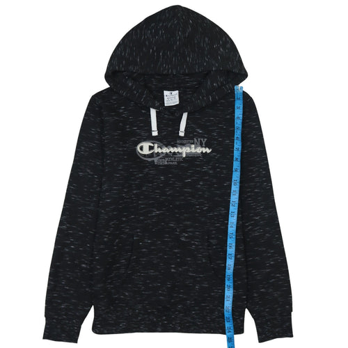 Champion Women Black Medium Pullover Hoodie with Logo Print