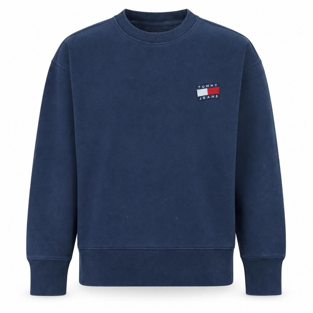 Front view of Tommy Jeans Men's Blue Cotton Crew Neck Sweatshirt M