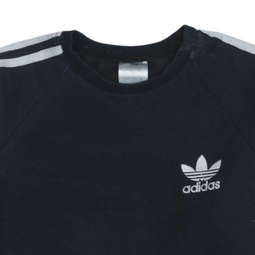 Adidas Womens Black Small Crew Neck Pullover Sweatshirt