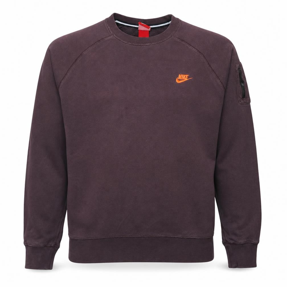 Front view of Nike Men's Brown XL Pullover Sweatshirt Crew Neck Cotton
