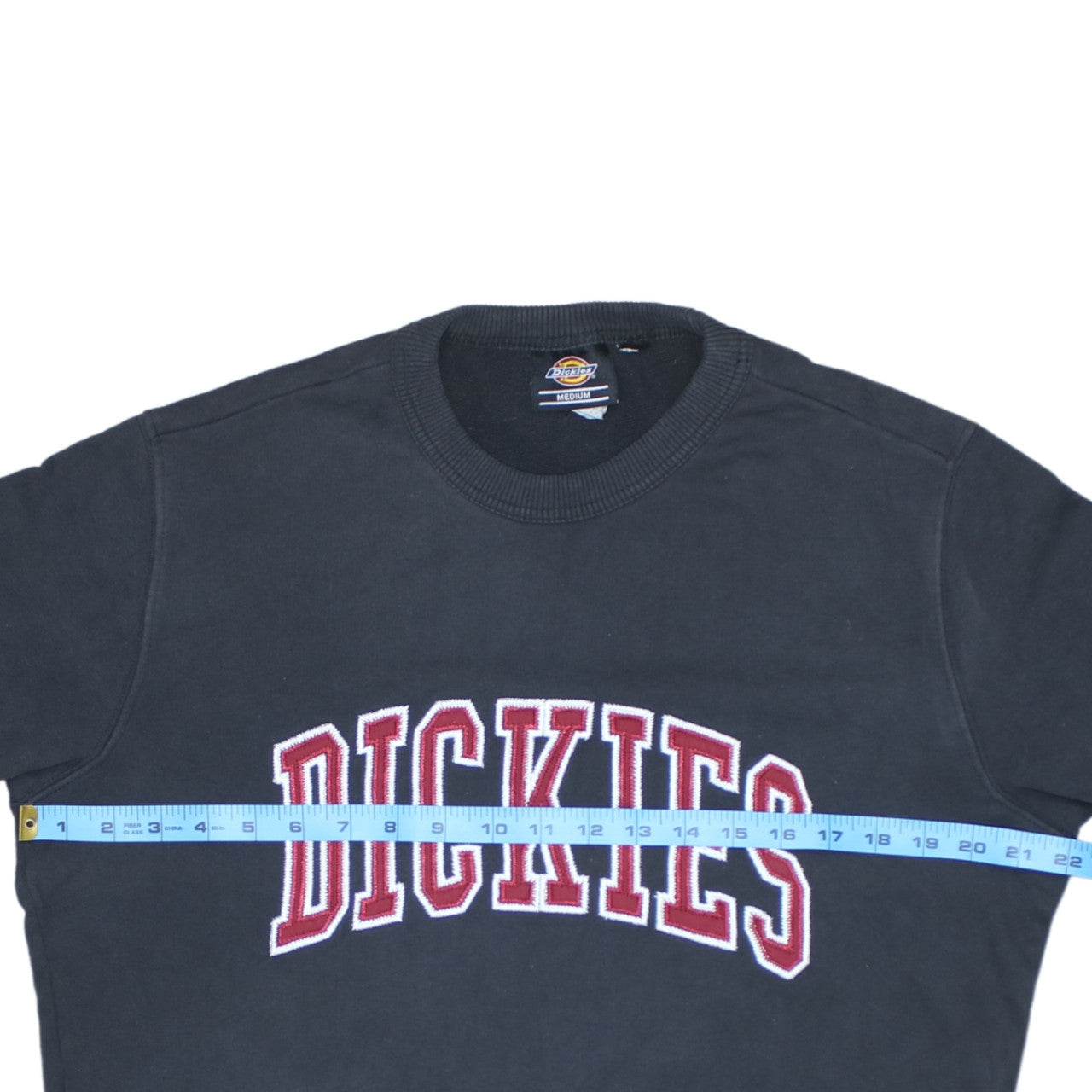 Dickies Mens Black Medium Embroidered Logo Crew Neck Sweatshirt
