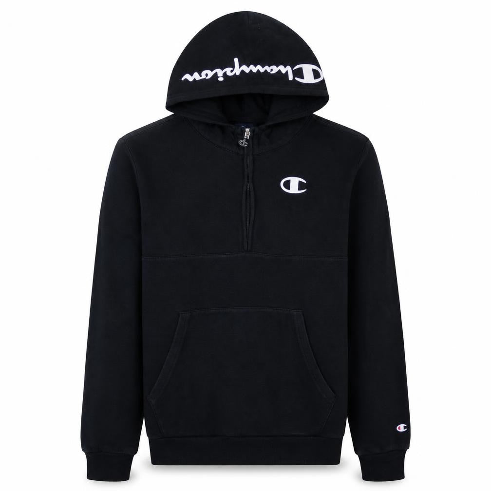 Champion Teens Black 2XL Pullover 1/4 Zip Hoodie Fleece Sweatshirt