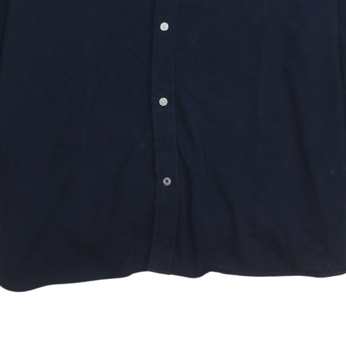 Tommy Hilfiger Men's Blue Slim Fit Knitted Cotton Long Sleeve Shirt XL