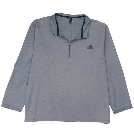 Adidas Men Grey 2XL Quarter Zip Sweatshirt Pullover Sports Top
