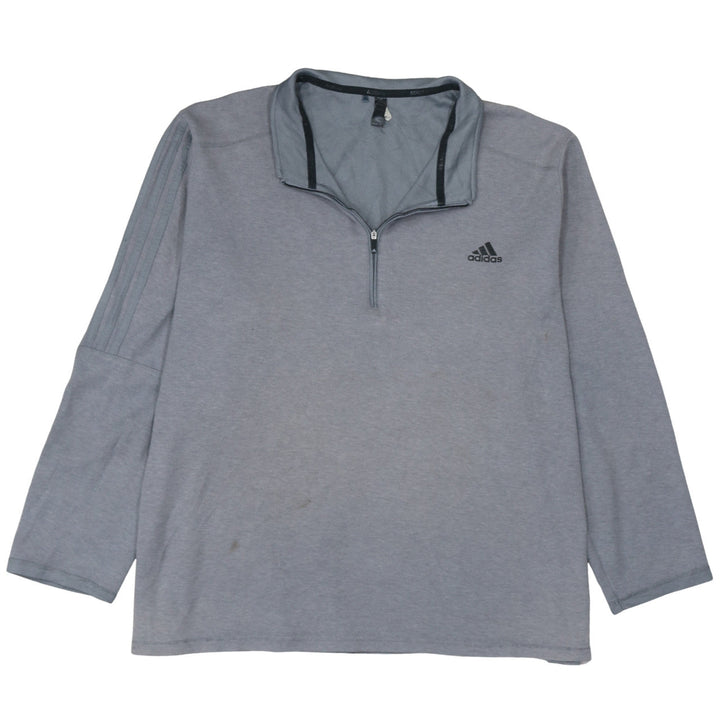Adidas Men Grey 2XL Quarter Zip Sweatshirt Pullover Sports Top