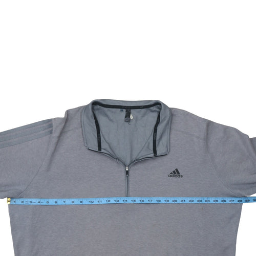 Adidas Men Grey 2XL Quarter Zip Sweatshirt Pullover Sports Top