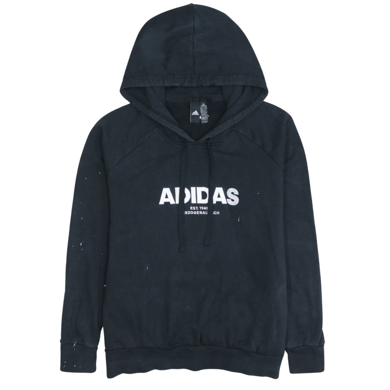 Adidas Women's Black Pullover Hoodie L Logo Print Cotton Blend
