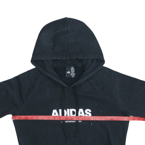 Adidas Women's Black Pullover Hoodie L Logo Print Cotton Blend