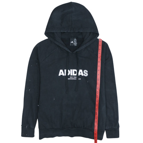 Adidas Women's Black Pullover Hoodie L Logo Print Cotton Blend