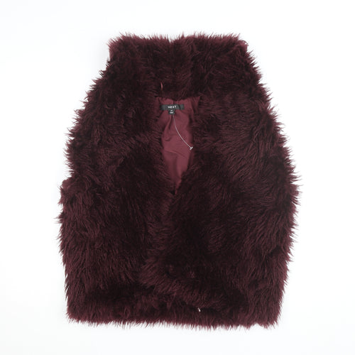 Next Women’s Brown Faux Fur Waistcoat Size M Lined Sleeveless Open Gilet