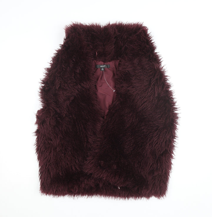 Next Women’s Brown Faux Fur Waistcoat Size M Lined Sleeveless Open Gilet