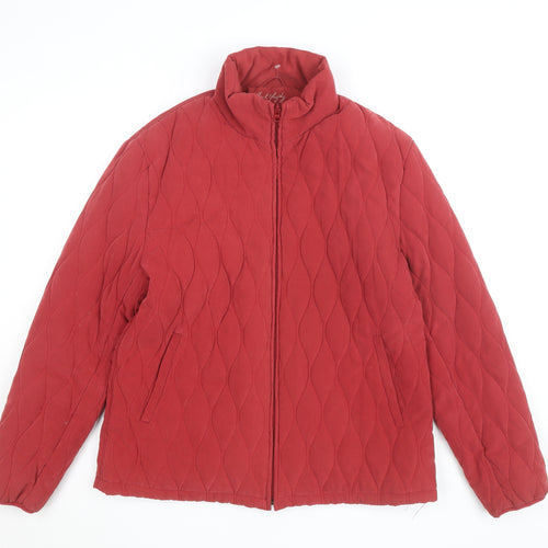 Jack Murphy Womens Red Quilted Mid-Length Jacket Size 18