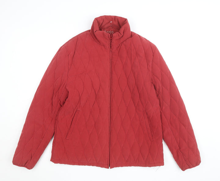 Jack Murphy Womens Red Quilted Mid-Length Jacket Size 18