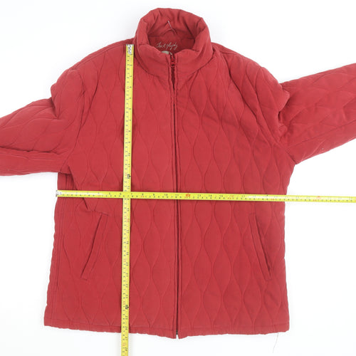 Jack Murphy Womens Red Quilted Mid-Length Jacket Size 18