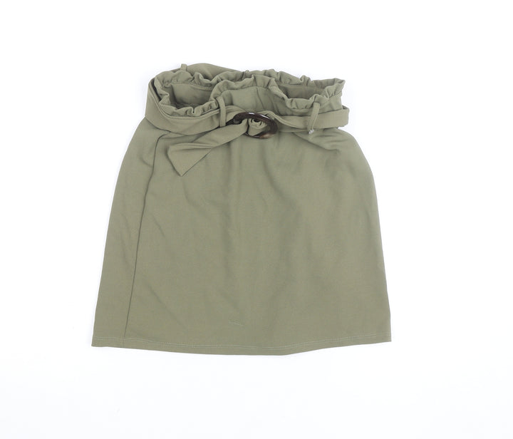 New Look Women’s Green Knee Length High Waist Belted Skirt Size 6