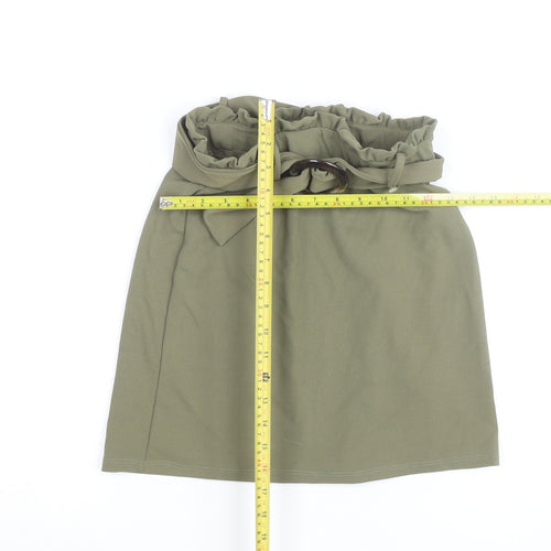 New Look Women’s Green Knee Length High Waist Belted Skirt Size 6