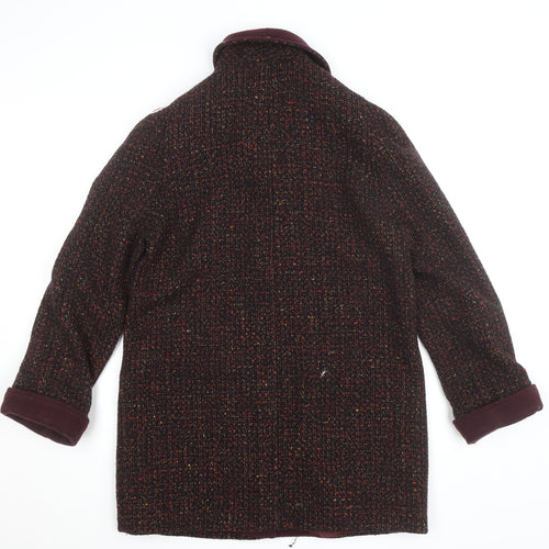 St Michael Women's Brown Wool Blend Tweed Coat Size 10 Classic Mid-Length