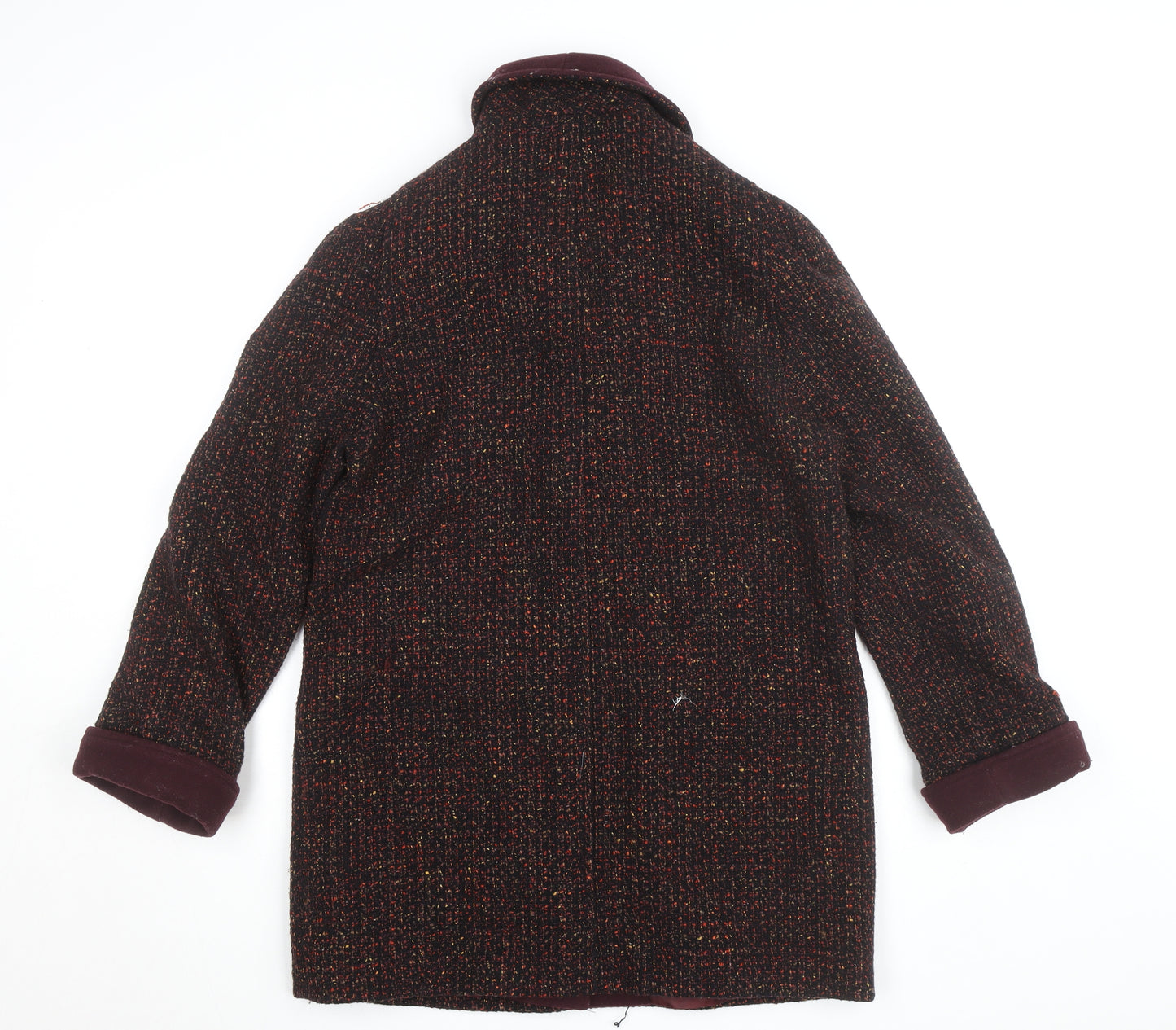 St Michael Women's Brown Wool Blend Tweed Coat Size 10 Classic Mid-Length