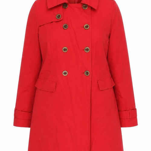 Sasha Women’s Red Trench Coat Size 14 Belted Mid-Length