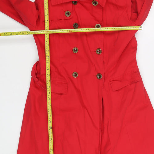 Sasha Women’s Red Trench Coat Size 14 Belted Mid-Length