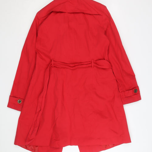 Sasha Women’s Red Trench Coat Size 14 Belted Mid-Length