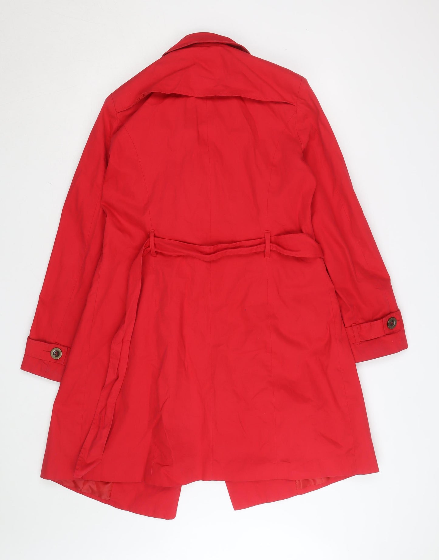 Sasha Women’s Red Trench Coat Size 14 Belted Mid-Length