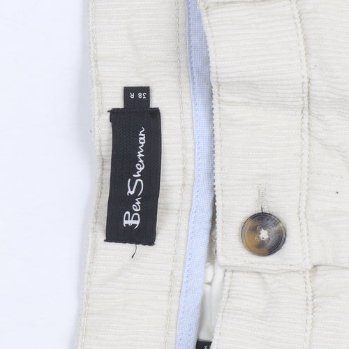 Ben Sherman Men's Beige Corduroy Chino Trousers Size 38R