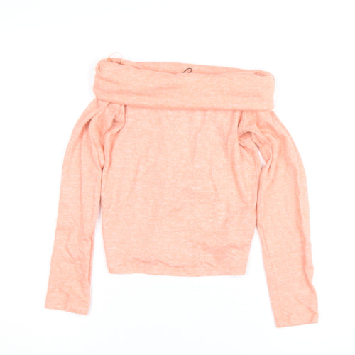 Bershka Women Pink Off Shoulder Long Sleeve Top Size L